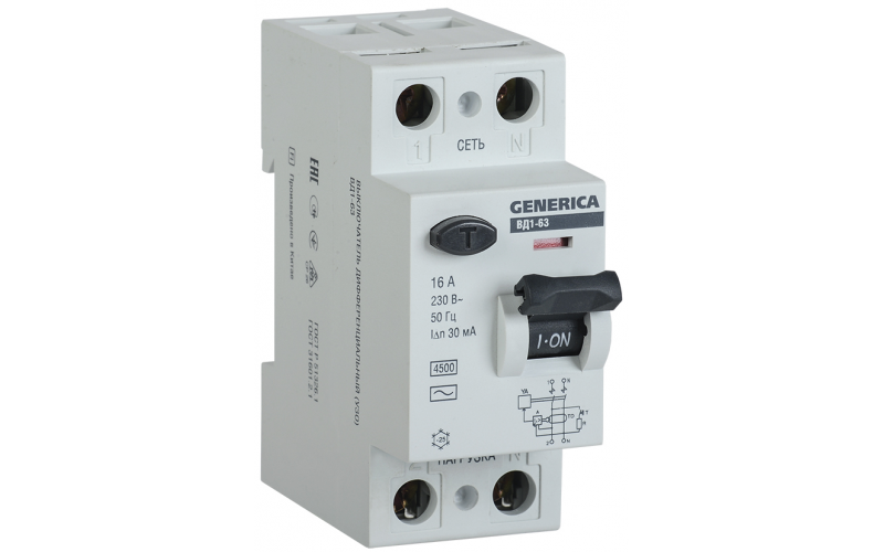 IEK GENERICA УЗО ВД1-63 2Р 40А 30мА