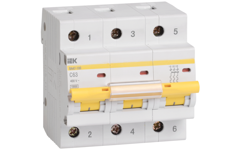 ВА47-100 3Р 100А 10кА х-ка С ИЭК автоматический выключатель