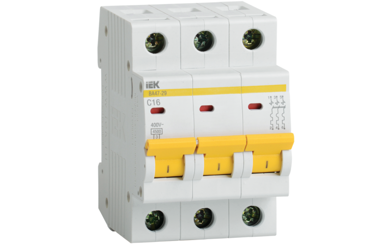 ВА47-29 3Р 16А 4,5кА х-ка С ИЭК автоматический выключатель