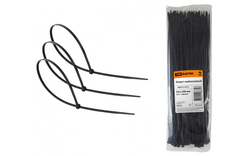 Стяжка кабельная (хомут) 300 х 3,6 мм (уп.=100шт) TDM