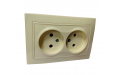 РС12-2-ККм розетка 2местн.без з/к без защ.штор.10А КВАРТА (кремовый)