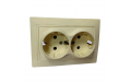 РС12-3-ККм розетка 2местн.с з/к без защ.штор.16А КВАРТА (кремовый)