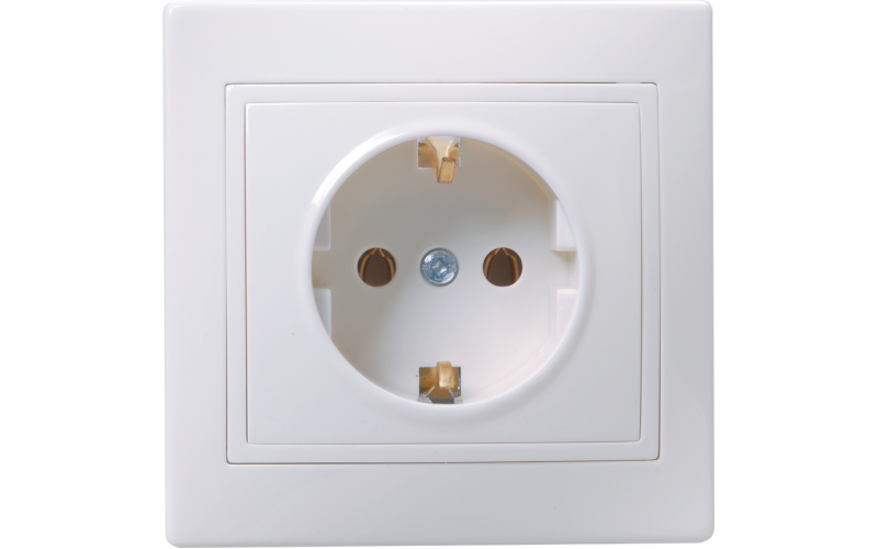 РС10-3-КБ розетка 1местн.с з/к без защ.штор.16А КВАРТА (белый)