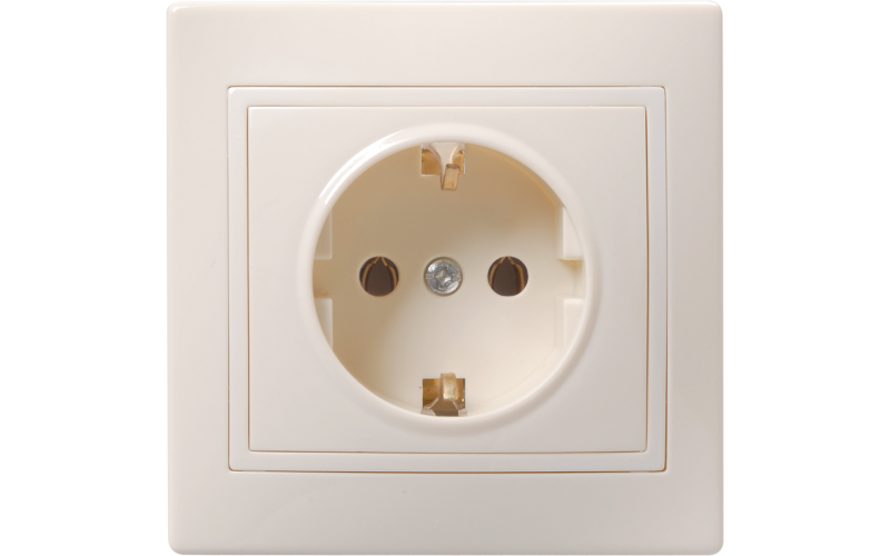 РС10-3-ККм розетка 1местн.с з/к без защ.штор.16А КВАРТА (кремовый)