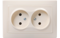 РС12-2-ККм розетка 2местн.без з/к без защ.штор.10А КВАРТА (кремовый)