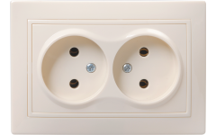 РС12-2-ККм розетка 2местн.без з/к без защ.штор.10А КВАРТА (кремовый)