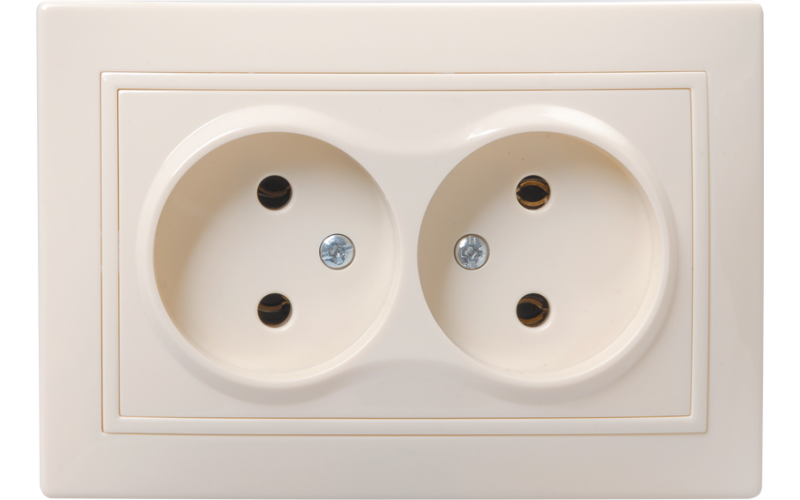 РС12-2-ККм розетка 2местн.без з/к без защ.штор.10А КВАРТА (кремовый)