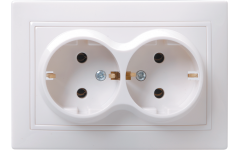 РС12-3-КБ розетка 2местн.с з/к без защ.штор.16А КВАРТА (белый)