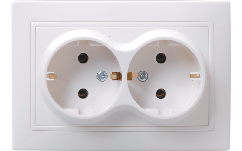 РС12-3-КБ розетка 2местн.с з/к без защ.штор.16А КВАРТА (белый)