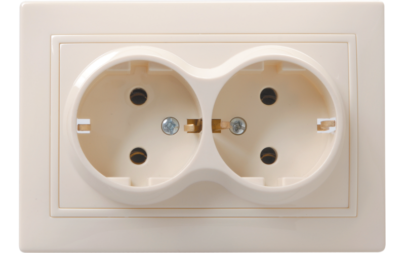 РС12-3-ККм розетка 2местн.с з/к без защ.штор.16А КВАРТА (кремовый)