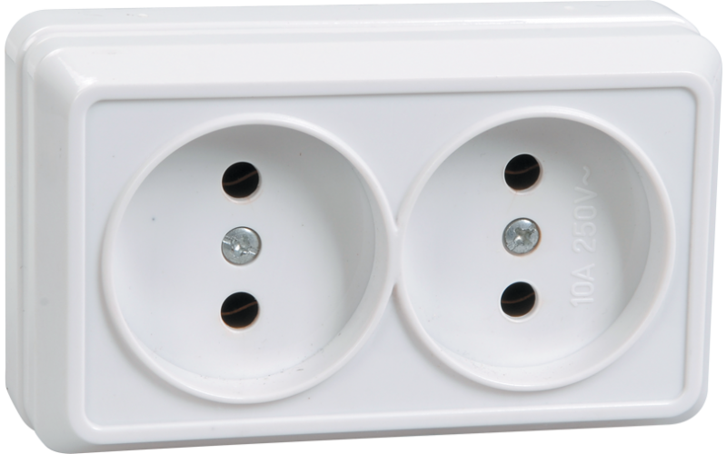 РС22-2-ОБ розетка 2местн.без з/к 10А откр. уст. ОКТАВА (белый)