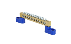 Шина "0" N 10 отверстий латунь 2 изолятора EKF PROxima