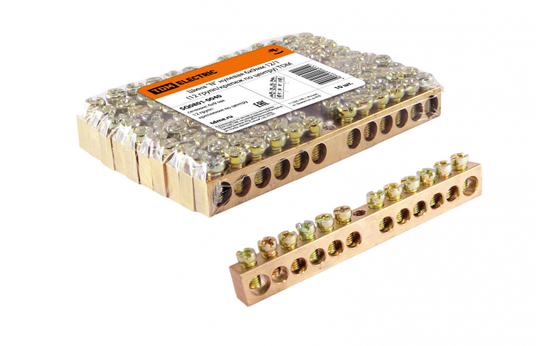 Шина N нулевая 6х9мм 12/1 (12 групп/крепеж по центру) TDM