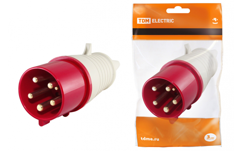 Силовая вилка 025 3Р+РЕ+N 32А 380В IP44 TDM