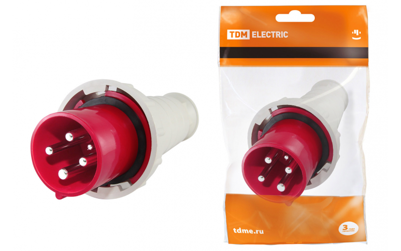 Силовая вилка 034 3Р+РЕ 63А 380В IP54 TDM