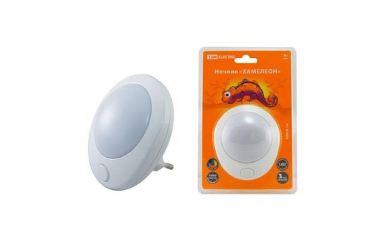 Ночник "Хамелеон"  D 75  с выключателем,белый, 0,5 Вт, 220 В TDM