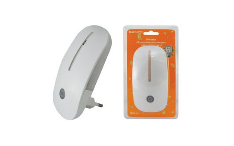 Ночник "Компьютерная мышь" с датчиком света, светодиодный, 0,5Вт, 220 В TDM