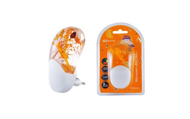 Ночник "Весна" с датчиком света, светодиодный, 1Вт, 220В TDM