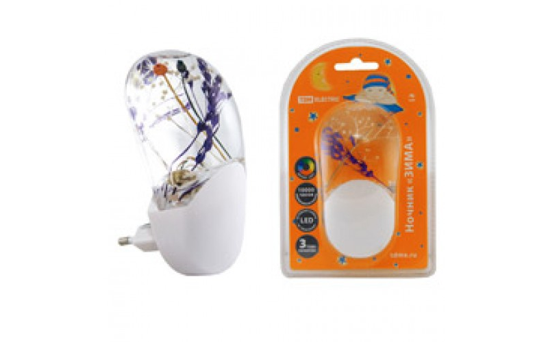 Ночник "Зима" с датчиком света, светодиодный, 1Вт, 220В TDM