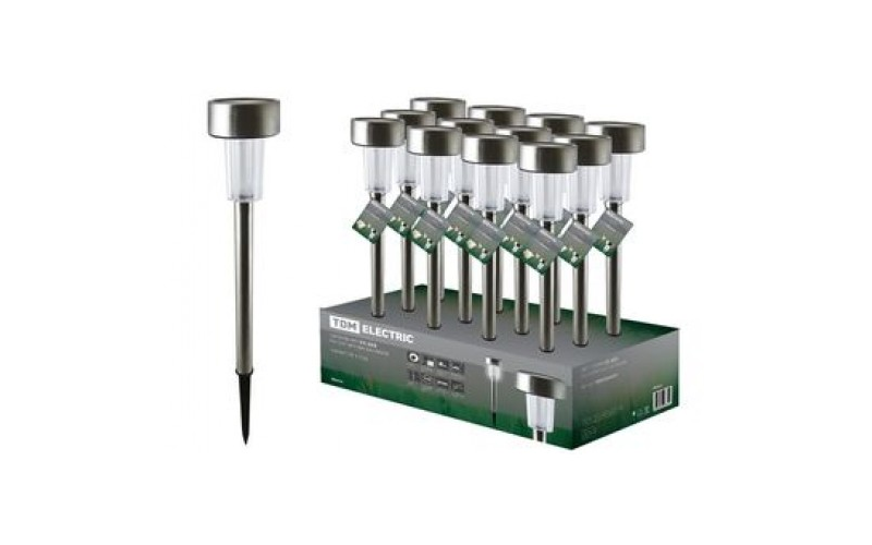 Светильник СС-325 на солнечных батареях, сталь, 6*35см, ДБ, TDM