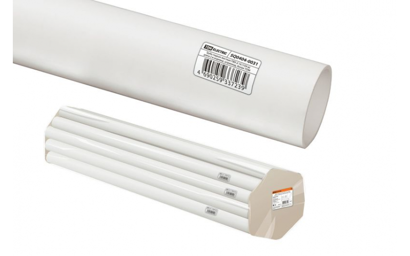 Труба гладкая жесткая ПВХ d 16 (104 м) длина 2 м, белая TDM