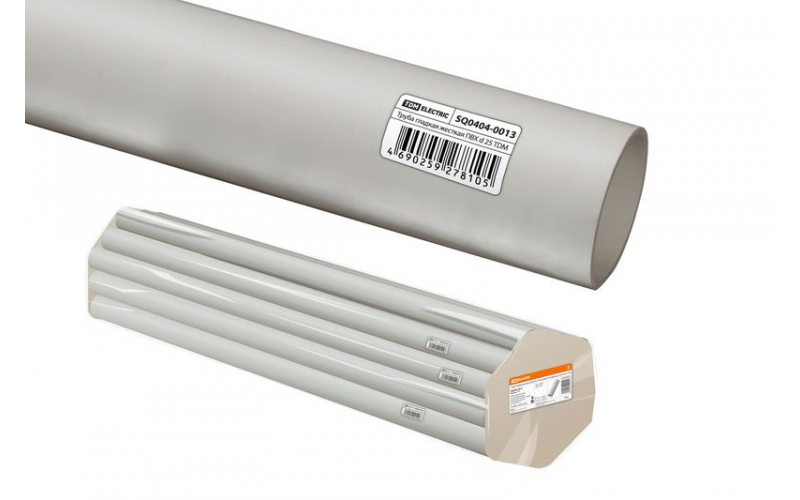 Труба гладкая жесткая ПВХ d 25 (74 м) длина 2 м индивид. штрихкод TDM