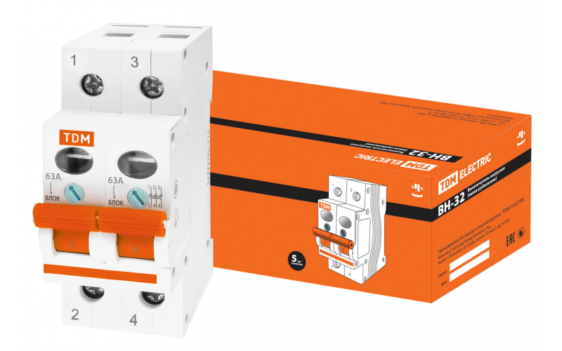 ВН-32 2Р 63А TDM выключатель нагрузки(мини-рубильник)