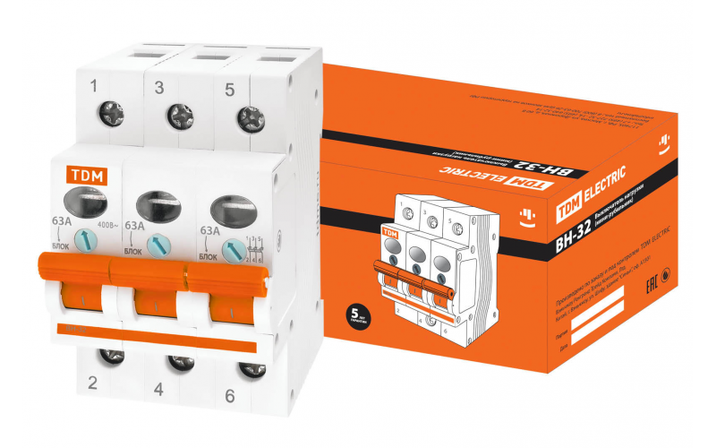 ВН-32 3Р 63А TDM выключатель нагрузки(мини-рубильник)